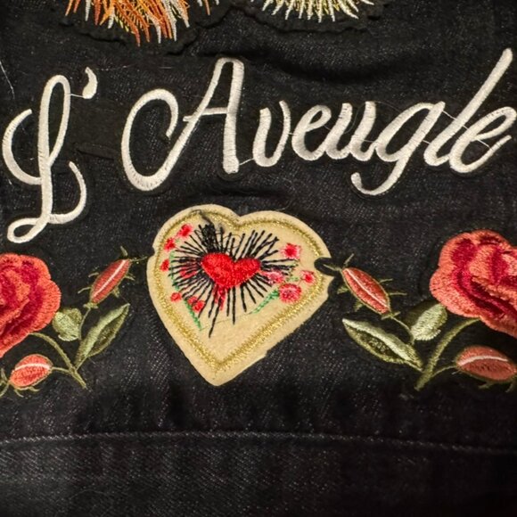 Embroidered Tiger Denim Jacket – NWT – Black Statement Jacket – Women’s M/L - Picture 9 of 10